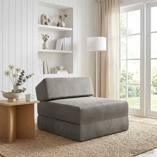 Skládací Pohovka Postel Světle Šedá 60 X 70 X 41 Cm Textil