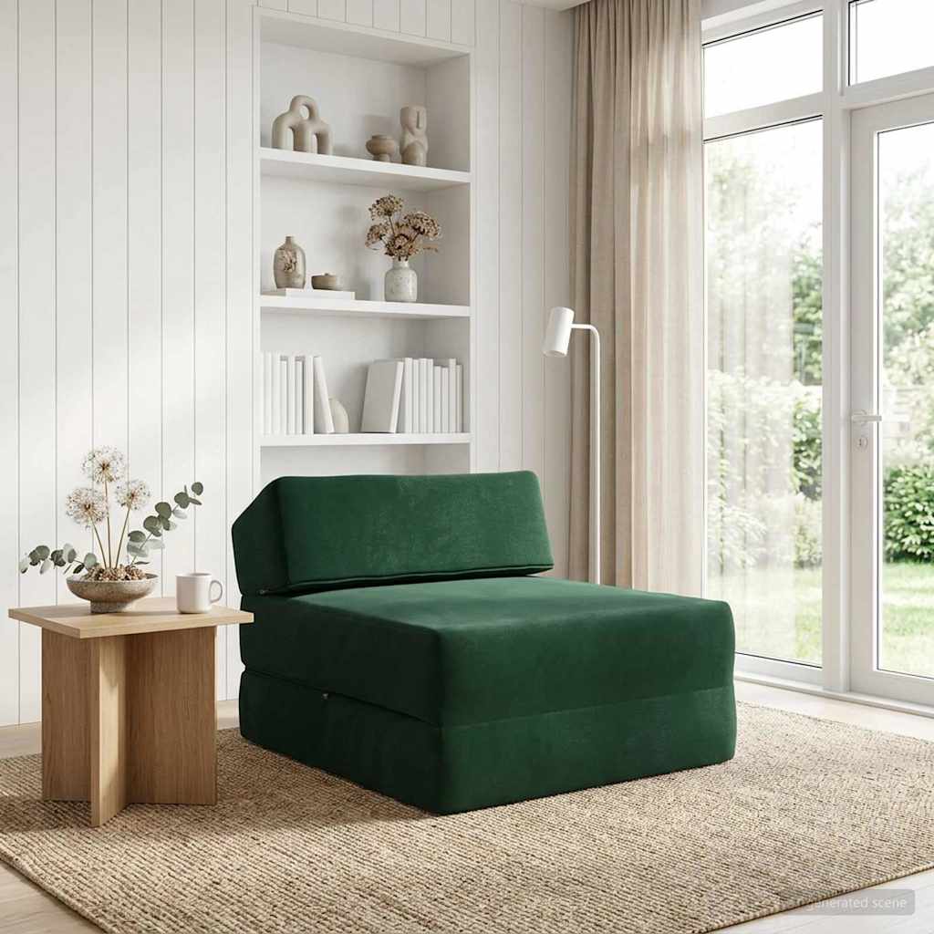 Skládací Pohovka Postel Tmavě Zelená 60 X 70 X 41 Cm Textil