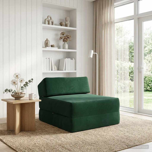 Skládací Pohovka Postel Tmavě Zelená 60 X 70 X 41 Cm Textil