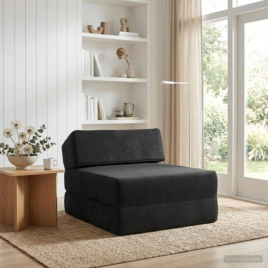 Skládací Pohovka Postel Černá 60 X 70 X 41 Cm Textil