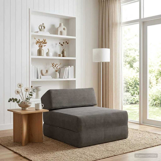 Skládací Pohovka Postel Světle Šedá 60 X 70 X 41 Cm Textil