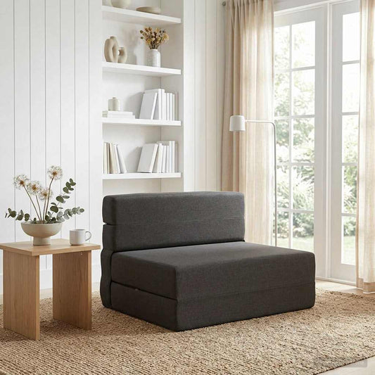 Skládací Pohovka Postel Tmavě Šedá 70 X 72 X 60 Cm Textil