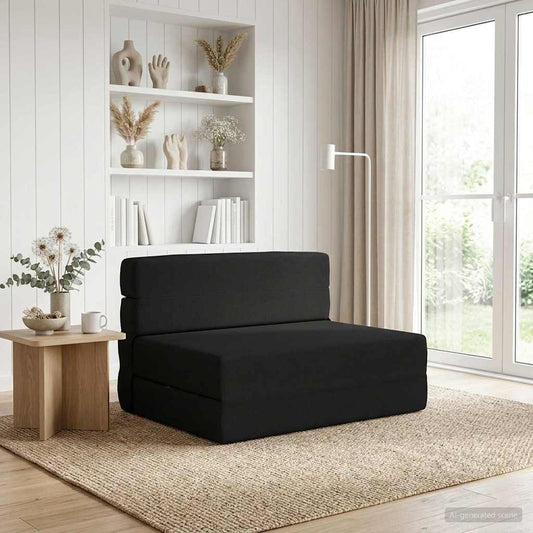 Skládací Pohovka Postel Černá 70 X 72 X 60 Cm Textil