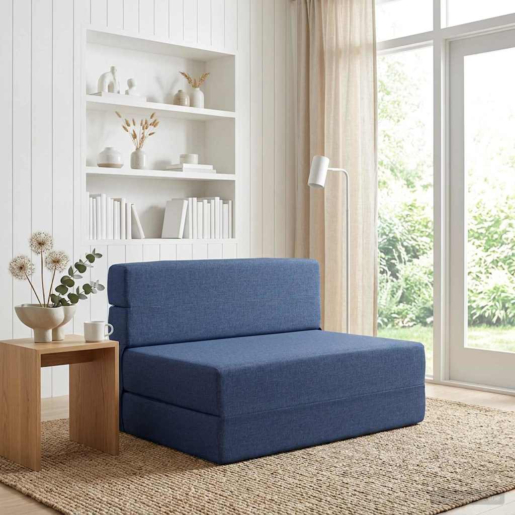 Skládací Pohovka Postel Modrá 70 X 72 X 60 Cm Textil