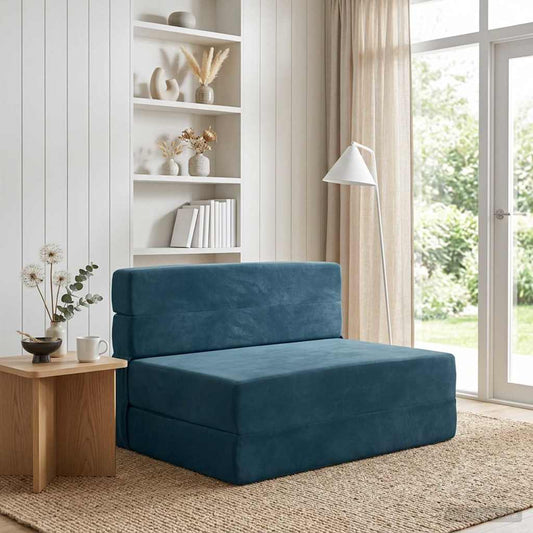 Skládací Pohovka Postel Modrá 70 X 72 X 60 Cm Textil