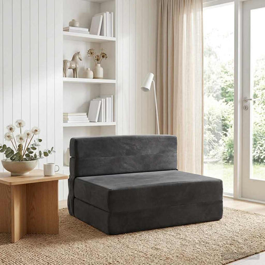Skládací Pohovka Postel Tmavě Šedá 70 X 72 X 60 Cm Textil