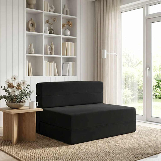 Skládací Pohovka Postel Černá 70 X 72 X 60 Cm Textil