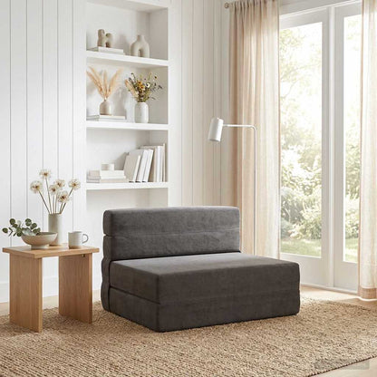 Skládací Pohovka Postel Tmavě Šedá 70 X 72 X 60 Cm Textil