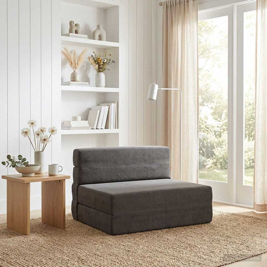 Skládací Pohovka Postel Tmavě Šedá 70 X 72 X 60 Cm Textil