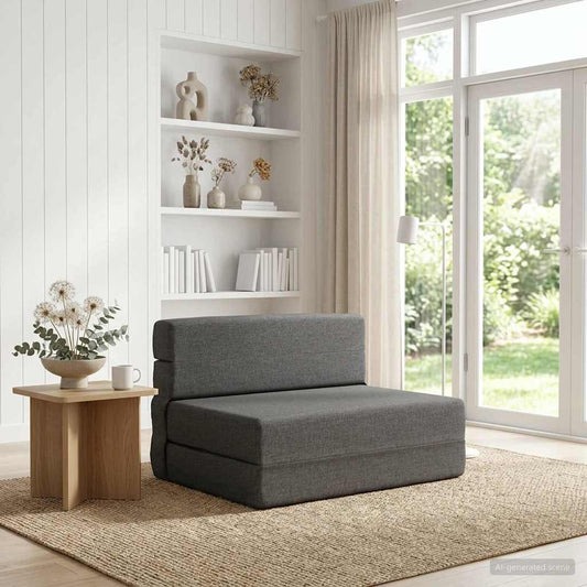 Skládací Pohovka Postel Světle Šedá 70 X 80 X 60 Cm Textil
