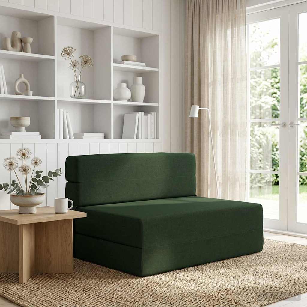 Skládací Pohovka Postel Tmavě Zelená 70 X 80 X 60 Cm Textil