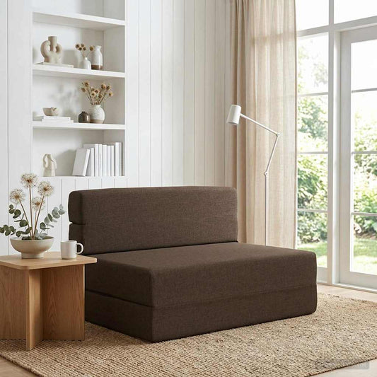 Skládací Pohovka Postel Taupe 100 X 80 X 60 Cm Textil
