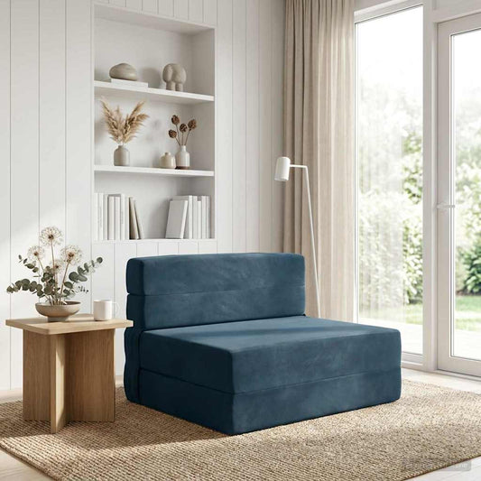 Skládací Pohovka Postel Modrá 100 X 80 X 60 Cm Textil