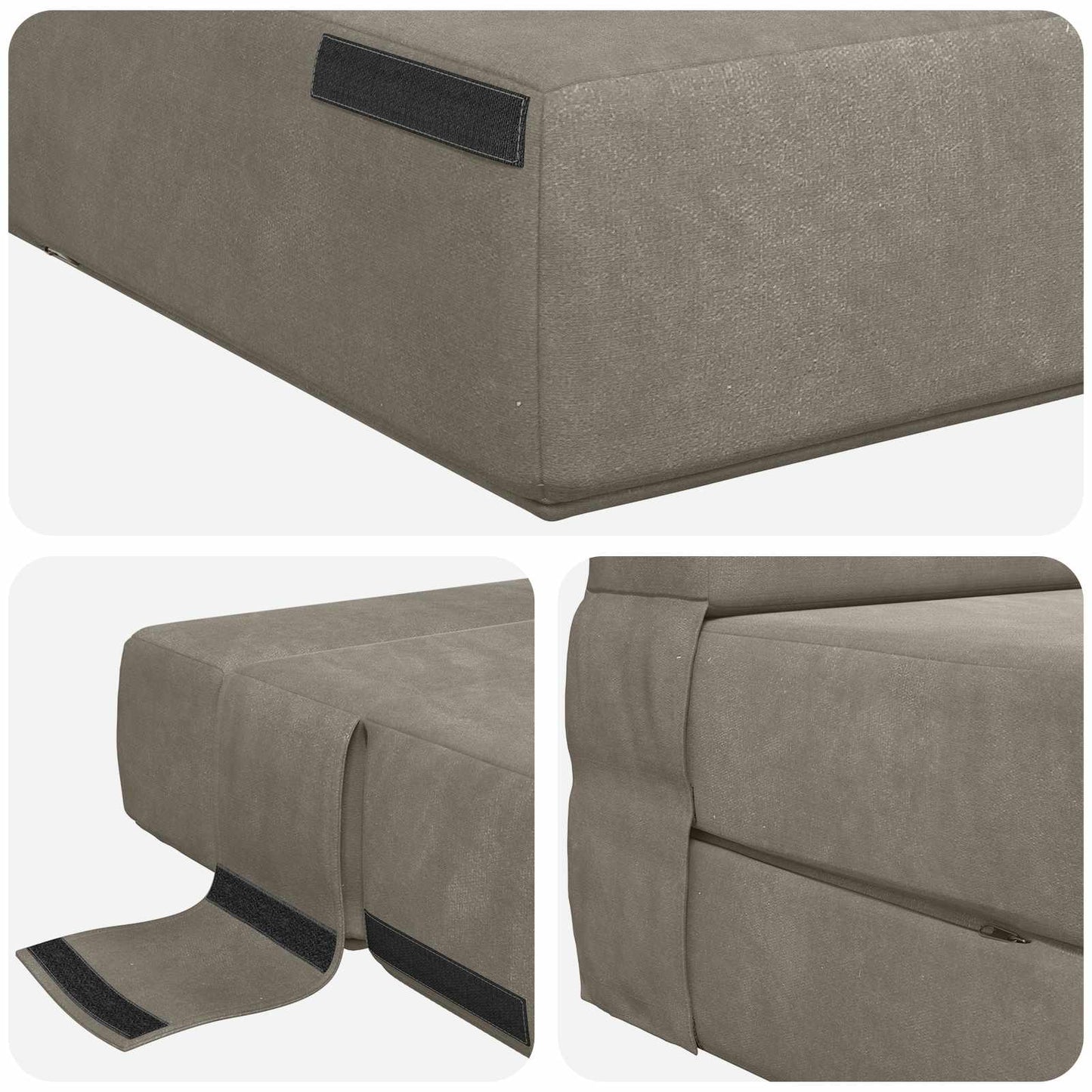 Skládací Pohovka Postel Světle Šedá 70 X 80 X 60 Cm Textil