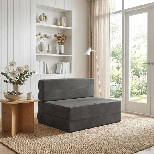 Skládací Pohovka Postel Tmavě Šedá 70 X 80 X 60 Cm Textil