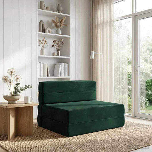 Skládací Pohovka Postel Tmavě Zelená 70 X 80 X 60 Cm Textil