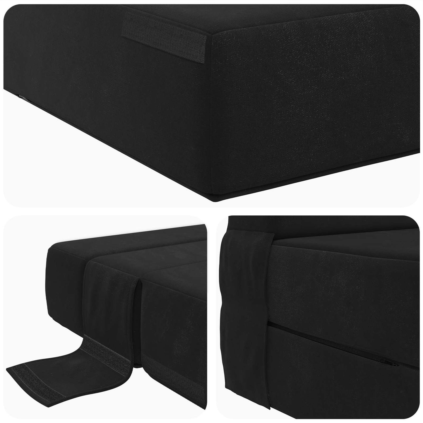 Skládací Pohovka Postel Černá 70 X 80 X 60 Cm Textil