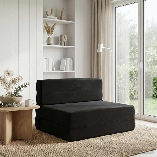 Skládací Pohovka Postel Černá 70 X 80 X 60 Cm Textil