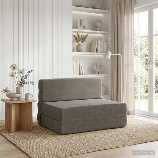 Skládací Pohovka Postel Světle Šedá 70 X 80 X 60 Cm Textil