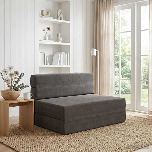 Skládací Pohovka Postel Tmavě Šedá 100 X 80 X 60 Cm Textil