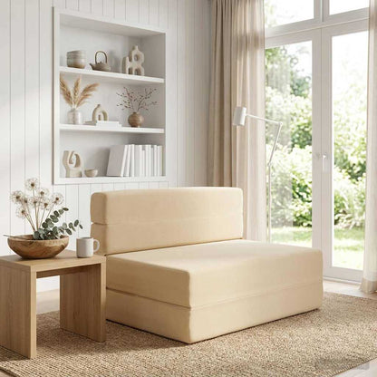 Skládací Pohovka Postel Krémová 70 X 80 X 60 Cm Textil