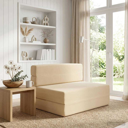 Skládací Pohovka Postel Krémová 70 X 80 X 60 Cm Textil