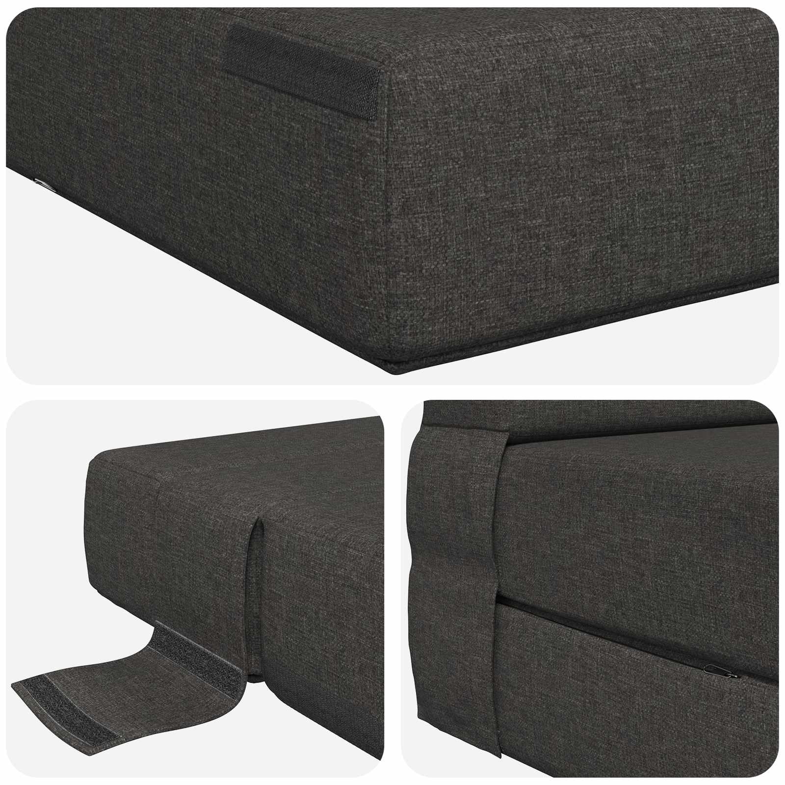 Skládací Pohovka Postel Tmavě Šedá 100 X 80 X 60 Cm Textil