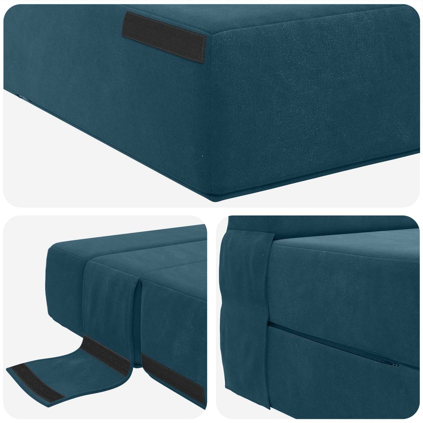 Skládací Pohovka Postel Modrá 100 X 80 X 60 Cm Textil