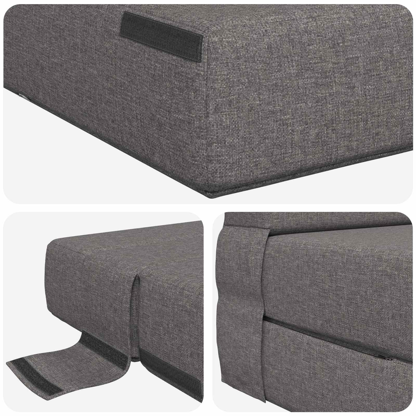 Skládací Pohovka Postel Světle Šedá 152 X 86,5 X 60 Cm Textil