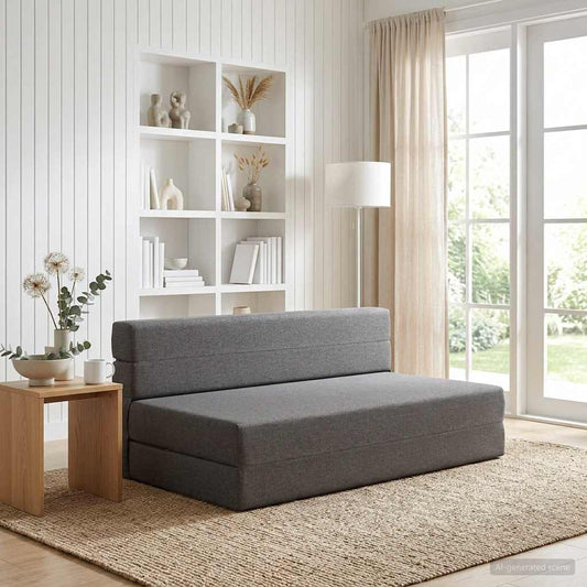 Skládací Pohovka Postel Světle Šedá 152 X 86,5 X 60 Cm Textil