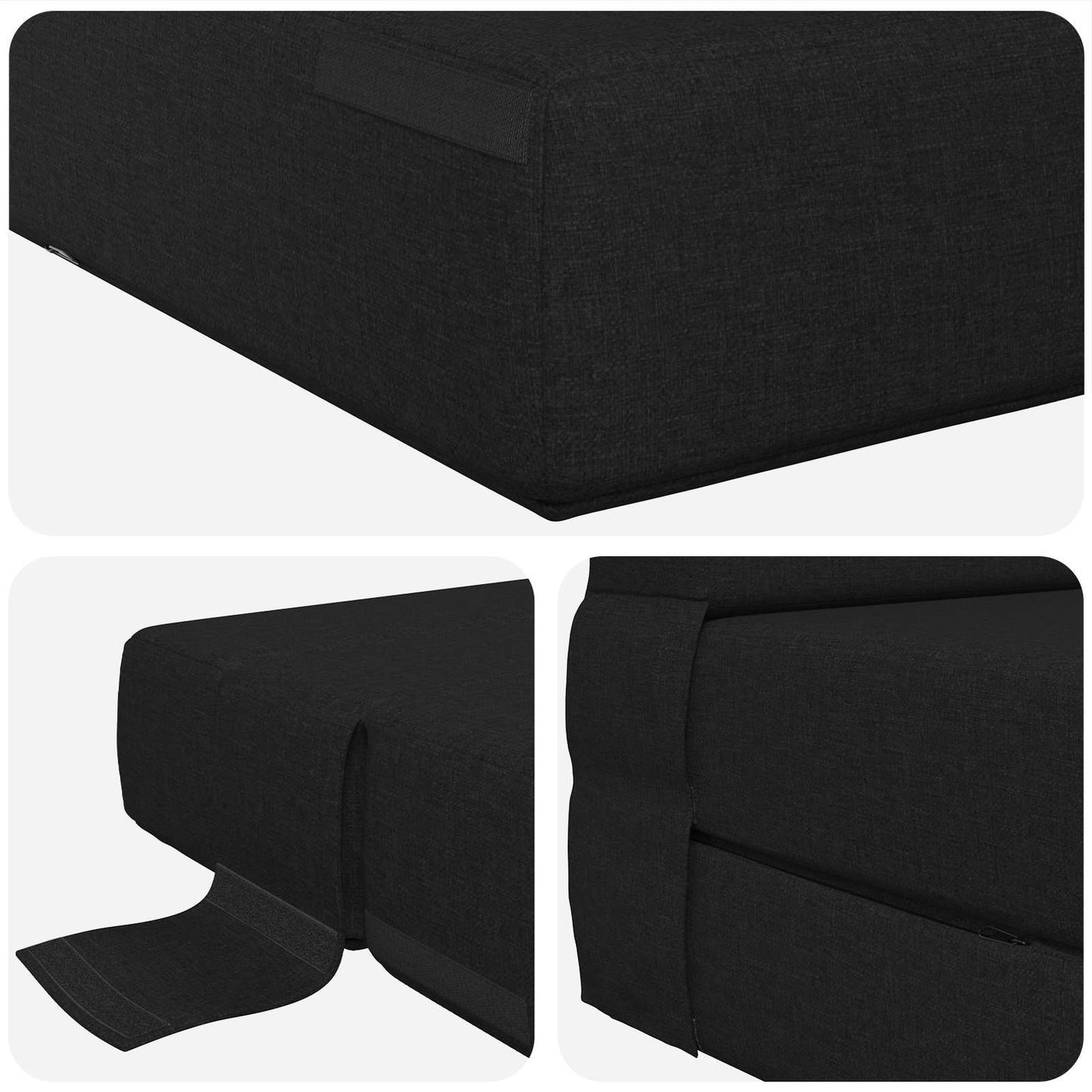 Skládací Pohovka Postel Černá 152 X 86,5 X 60 Cm Textil