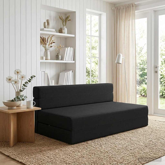 Skládací Pohovka Postel Černá 152 X 86,5 X 60 Cm Textil