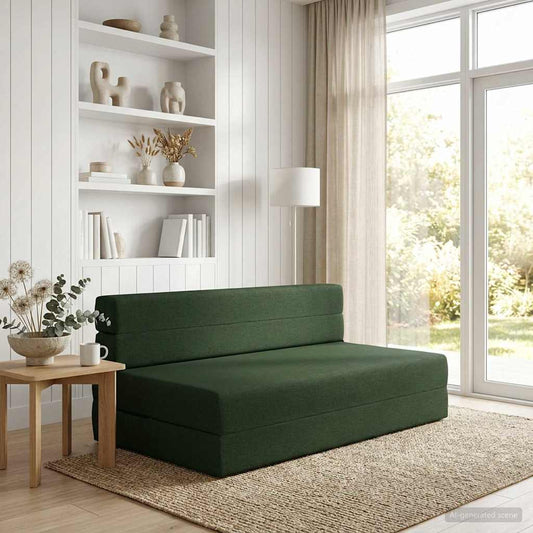 Skládací Pohovka Postel Tmavě Zelená 152 X 86,5 X 60 Cm Textil