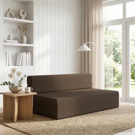 Skládací Pohovka Postel Taupe 152 X 86,5 X 60 Cm Textil