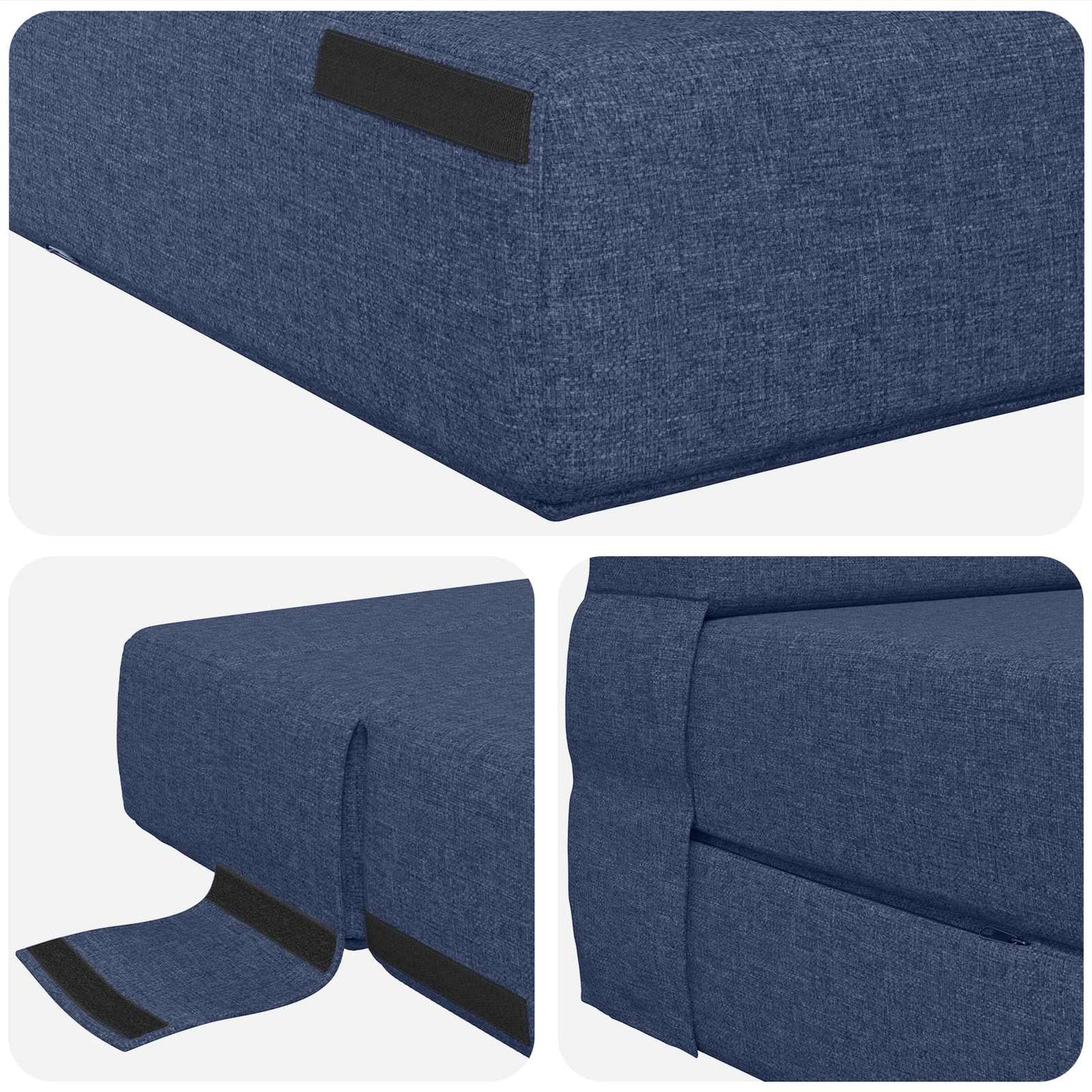 Skládací Pohovka Postel Modrá 152 X 86,5 X 60 Cm Textil
