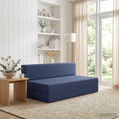 Skládací Pohovka Postel Modrá 152 X 86,5 X 60 Cm Textil
