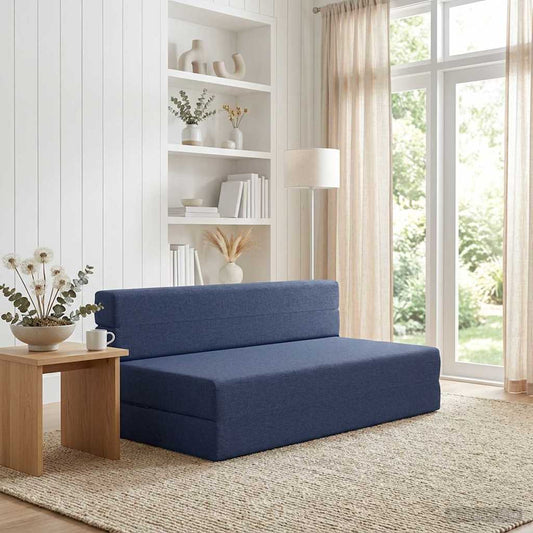 Skládací Pohovka Postel Modrá 152 X 86,5 X 60 Cm Textil