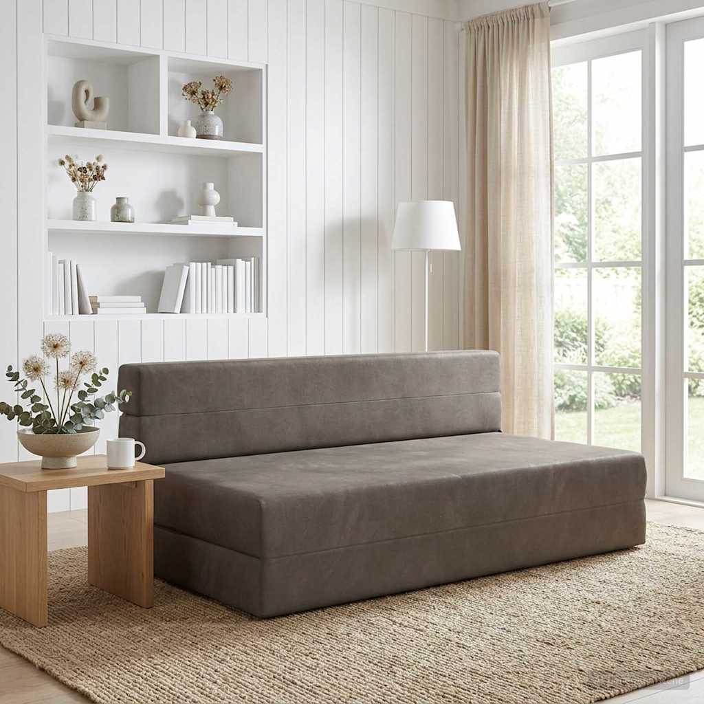 Skládací Pohovka Postel Světle Šedá 152 X 86,5 X 60 Cm Textil