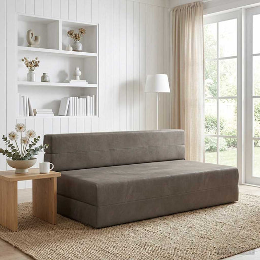 Skládací Pohovka Postel Světle Šedá 152 X 86,5 X 60 Cm Textil