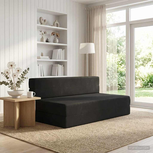 Skládací Pohovka Postel Černá 152 X 86,5 X 60 Cm Textil