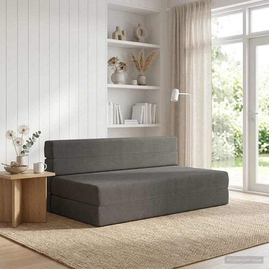 Skládací Pohovka Postel Tmavě Šedá 152 X 86,5 X 60 Cm Textil