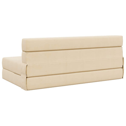 Skládací Pohovka Postel Krémová 152 X 86,5 X 60 Cm Textil