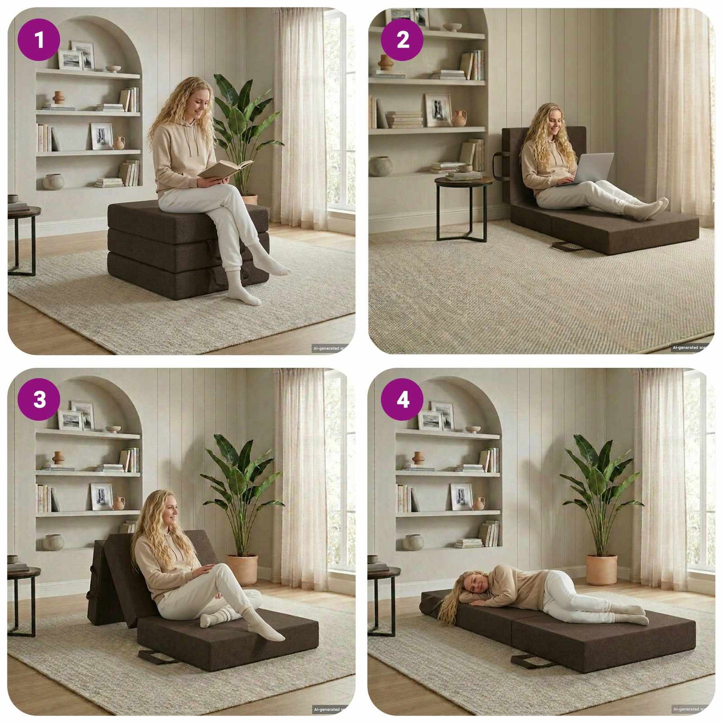 Skládací Pohovka Postel 75 X 67 X 45 Cm Taupe