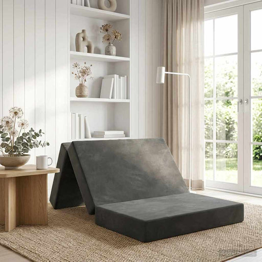 Skládací Pohovka Postel 100 X 67 X 45 Cm Tmavě Šedá