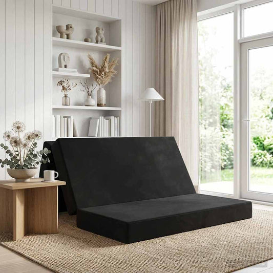Skládací Pohovka Postel 120 X 67 X 45 Cm Černá