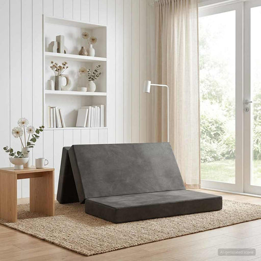 Skládací Pohovka Postel 200 X 67 X 45 Cm Světle Šedá