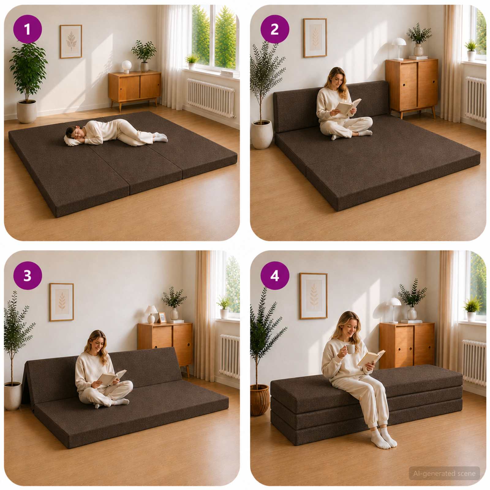 Skládací Pohovka Postel 200 X 67 X 45 Cm Taupe