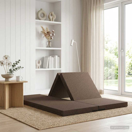 Skládací Pohovka Postel 140 X 67 X 15 Cm Taupe