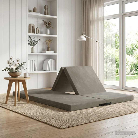 Skládací Pohovka Postel 140 X 67 X 15 Cm Světle Šedá