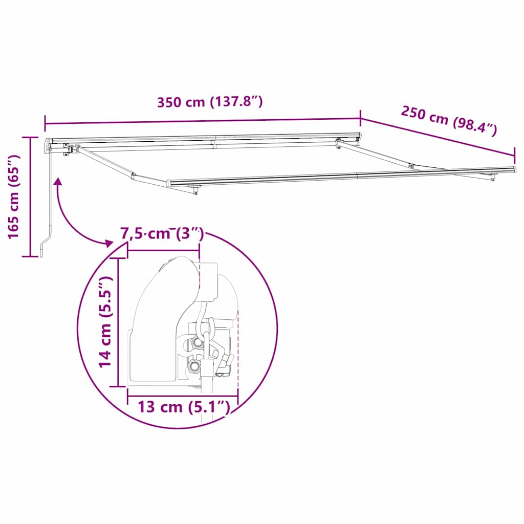 Stahovací Markýza Oranžová A Hnědá 350 X 250 Cm